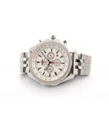 Breitling Bentley 30 S Swiss Automatic Watch- White Dial Steel Strap