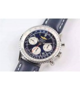 Breitling Navitimer Swiss Automatic Chronograph-Dark Blue Dial Black Strap