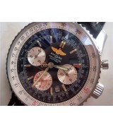 Breitling Navitimer Chronometre-Black Dial Index Hour Markers-Black Leather Strap