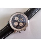 Breitling Navitimer Swiss Automatic Watch-Black Dial with Index Markers- Barenia Bracelet