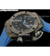 Hublot Big Bang King Diver 400m Automatic Watch-Blue Dial Luminous Bar Markers-Blue Rubber Strap