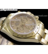 Rolex Daytona Swiss 18K Gold Chronograph-Gold Dial Gold Ring Subdials-Stainless Steel Oyster Bracelet 