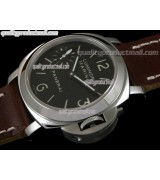 Panerai PAM111 Quartz Watch-Black Dial/Subdials-Brown Calf Leather Strap