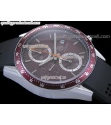 Tag Heuer Carrera 41MM Automatic Chronograph-Brown Dial White Ring subdials-Black Rubber Strap