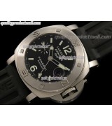 Panerai PAM186 Arktos GMT Quartz-Black Dial Dot/Numeral markers-Black Rubber Strap