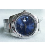 Rolex Datejust II 41mm Swiss Automatic Watch-Blue Dial Roman Numeral Hour Markers-Stainless Steel Oyster Bracelet