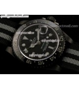 Rolex GMT II Pro Hunter Bi Tone Automatic Watch-Black dial  Large Dot Hour Markers-Nylon NATO Strap