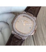 Patek Philippe Nautilus Swiss Automatic Watch Diamonds Dial Rose Gold 40mm