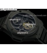 Hublot Big Bang Flying Tourbillon Chronograph-Black Multi Tier Dial-PVD--Black Rubber Strap 