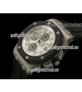 Audemars Piguet Royal Oak Offshore White Chronograph-White Dial Numeral Hour Markers-Black Rubber Strap