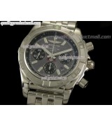 Breitling Chronomat B01 Chronograph-Grey Dial Index Hour Markers-Stainless Steel Bracelet