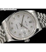 Rolex Datejust Swiss Automatic Watch-Grey Jubilee Dial Diamond Hour Markers-Stainless Steel Jubilee Bracelet 