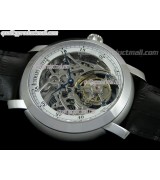 Audemars Piguet Jules Audemars Skeleton Tourbillon-White Inner Bezel Dial-Black Leather Strap