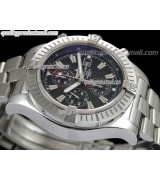 Breitling Blacksteel Super Avenger 48MM-Black Dial Black Subdials-Steel Pro II Strap