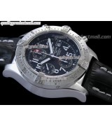 Breitling Skyland Avenger Chronograph-Black Dial Black Subdials-Black Leather Bracelet