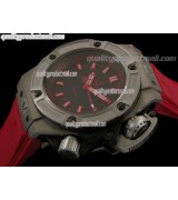 Hublot Big Bang King Diver 400m Automatic Watch-Red Dial Luminous Bar Markers-Red Rubber Strap