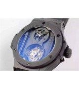 Hublot Big Bang Vendome Flying Tourbillon Chronograph-All Black Vendome Dial-Black Leather Strap