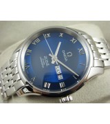 Omega De Ville Automatic Watch - Royal Blue Dial With Roman Numeral Marker - Stainless Steel Strap