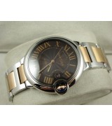 Cartier Ballon Bleu ETA2824 Automatic Watch-Brown Dial-Two toned Stainless Steel Strap 42mm