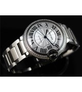 Cartier Ballon Bleu Swiss Automatic Ladies Watch WE9009Z3 Diamonds Bezel