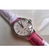 Rolex Cellini Swiss eta 2824 Automatic Women Watch-White Dial Pink Leather Bracelet