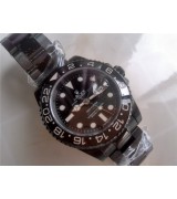 Rolex GMT II Pro Hunter Swiss Automatic Watch-Black PVD Coated Oyster Stainless Steel Bracelet