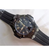 Hublot Big Bang MAGIC Limited Editon Chronograph-Black Dial Numeral Hour Markers-Black Rubber Strap 