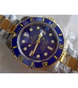 Rolex Submariner Automatic Watch Blue Dial Bi Tone Bracelet