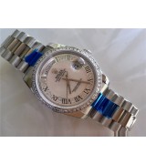 Rolex Day-Date E730 Automatic-Silver Dial Roman Number Markers-Stainless Steel Strap