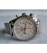 Breitling Transocean Ocean Classic Automatic Chronograph-White Dial-Stainless Steel Strap
