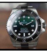 Rolex Sea Dweller DeepSea Automatic Watch-Black&Green Dial White Dot Markers-Ceramic Midlinks Bracelet 44mm