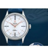 Rolex Cellini Swiss eta 2824 Automatic Women Watch-White Dial Ocean Blue Leather Bracelet