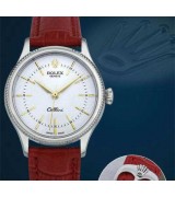 Rolex Cellini Swiss eta 2824 Automatic Women Watch-White Dial with Gold hour markers-Red Leather Bracelet