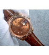 Rolex Datejust Brown Dial Stick Markers Swiss Automatic Watch 