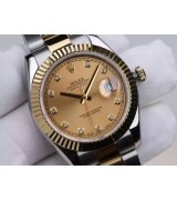 Rolex Datejust II 41mm Automatic Two Tone 18k Gold-Gold Dial Diamond Markers-Stainless Steel Jubilee Bracelet