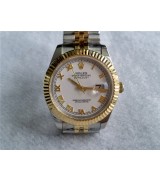 Rolex Datejust II 41mm Two Tone Fluted Bezel 18K Gold-White Dial Roman Markers-Stainless Steel Jubilee Bracelet 