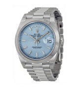 Rolex Day-Date Swiss Automatic Watch Stainless Steel Ice Blue Checkered Dial