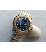Rolex Yachtmaster II Bi Tone Swiss ETA-Blue Dial White Dot Markers-Gold Plated Stainless Steel Oyster Strap