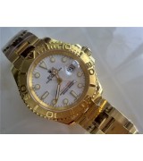 Rolex Yachtmaster II Swiss ETA-White Dial-Gold Plated Stainless Steel Oyster Bracelet