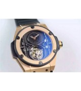 Hublot Big Bang Flying Tourbillon Chronograph-Black Multi Tier Dial-PVD--Black Rubber Strap