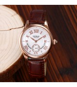 MontBlanc Star Edition Automatic Watch Small Seconds - Rose Gold White Dial With Roman Numeral Marker - Brown Leather Strap