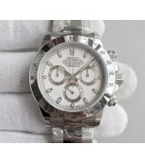 Rolex Daytona Swiss Chronograph-White Dial, Silver Ring Subdials-Stainless Steel Oyster Bracelet