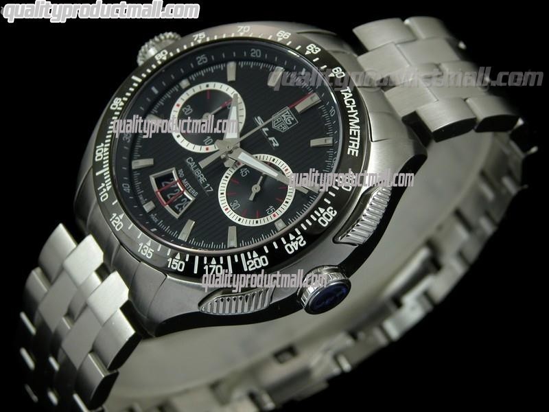 Tag Heuer SLR Calibre 17 100M Automatic Chronograph-Black Dial-Stainless Steel Bracelet