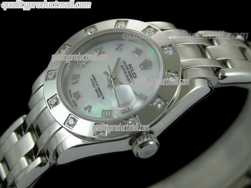 Rolex Masterpiece Ladies Automatic Watch-MOP Dial Silver Roman Markers-Stainless Steel Masterpiece Bracelet