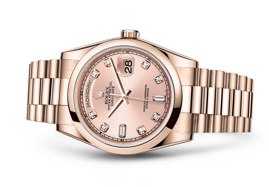 Rolex Day-Date 118205 Swiss Automatic Watch Rose Gold Dial Presidential Bracelet 36MM