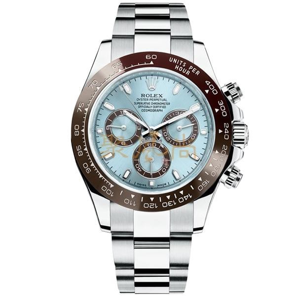 Rolex Daytona Automatic Watch Swiss - Ice Blue Dial With Droplet Marker - Stainless Steel Strap