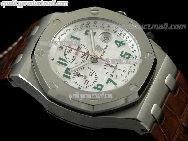 Audemars Piguet Royal Oak Pride of Mexico Limited Edition Chronograph-White Checkered Dial-Brown Leather Bracelet