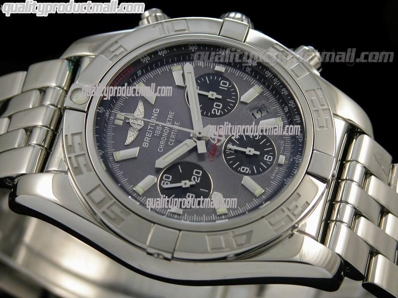 Breitling Chronomat B01 Ultimate 316F Chronograph-Graphite Grey Dial Black Subdials Index Hour Markers-Stainless Steel Bracelet