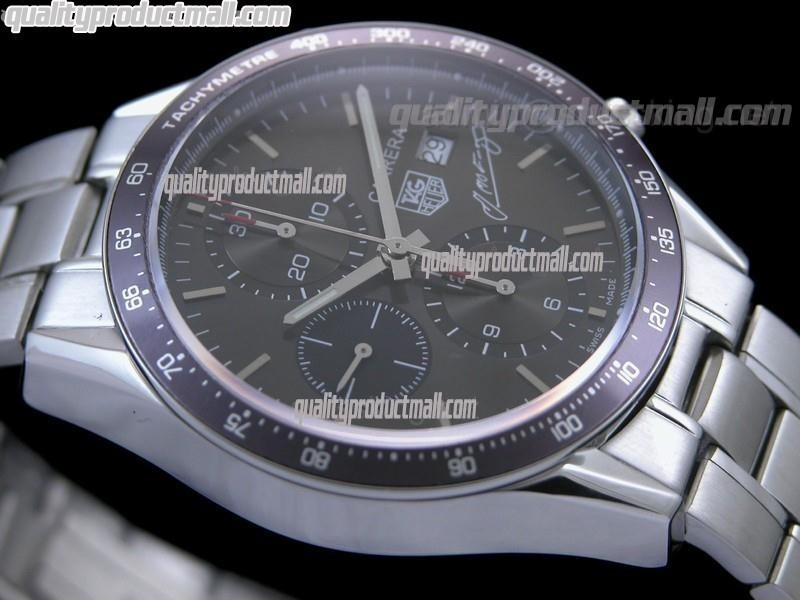 Tag Heuer Carrera JM Fangio Limited Edition Automatic Chronograph-Grey Dial Black Ring subdials-Stainless Steel Bracelet