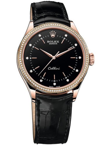 Rolex Cellini 2015 Swiss Automatic Watch Rose Gold Diamonds 39mm 
